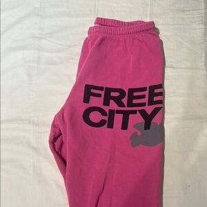 freecity Pink Track Pants with Bold Branding